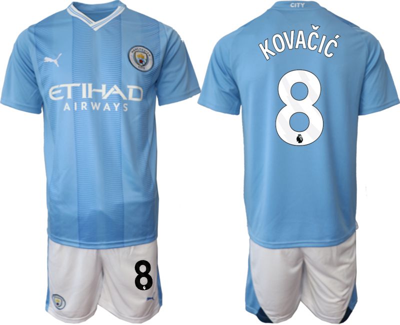 Men 2023-2024 Club Manchester City home Light blue #8 Soccer Jersey->->Soccer Club Jersey